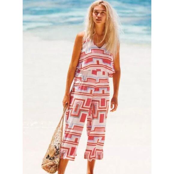 Mister Zimi Clover Jumpsuit Party Print Sleeveless Wide Leg Size 6 Preowned - Picture 2 of 15